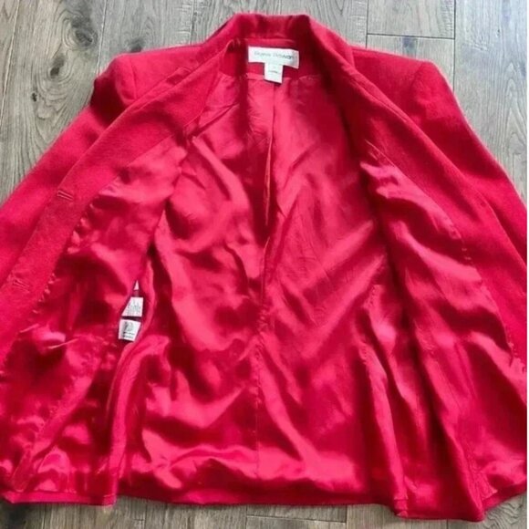 Rena Rowan Red Wool Blazer Size 10 Vintage Woolmark Tailored Suit Jacket - Picture 4 of 8